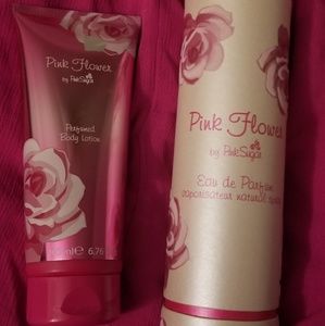 Pink flower perfume and lotion